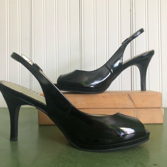 Laura Ashley TANSY Vegan Patent Slingback Heels - Picture 3 of 10